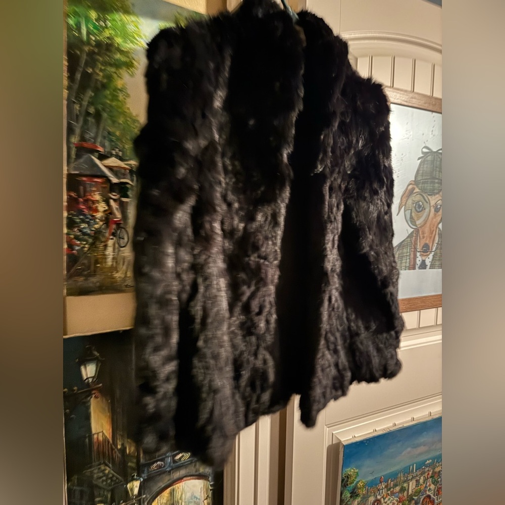 Black Vintage Rabbit Fur coat
